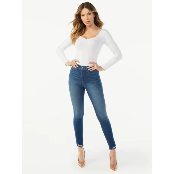 Sofia Jeans Curvy Skinny Super High Rise Womens Sz 18 Blue Rosa Ankle Frayed Hem - Picture 9 of 10